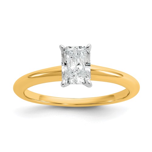 14K Two-tone 0.75 Carat Certified Lab Grown Diamond VS+ F+ Radiant Solitaire Complete Engagement Ring