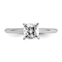 14K White Gold 1 Carat Lab Grown Diamond VS SI+ G+ Cushion Complete Solitaire Engagement Ring view 4