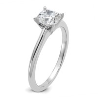 14K White Gold 1 Carat Lab Grown Diamond VS SI+ G+ Cushion Complete Solitaire Engagement Ring view 5