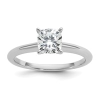14K White Gold 1 Carat Lab Grown Diamond VS SI+ G+ Cushion Complete Solitaire Engagement Ring view 1