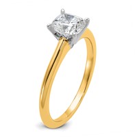 14K Two-tone 1 Carat Certified Lab Grown Diamond VS+ F+ Cushion Complete Solitaire Engagement Ring view 5