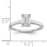 14K White Gold 1 Carat Lab Grown Diamond VS SI+ G+ Emerald Solitaire Complete Engagement Ring view 2