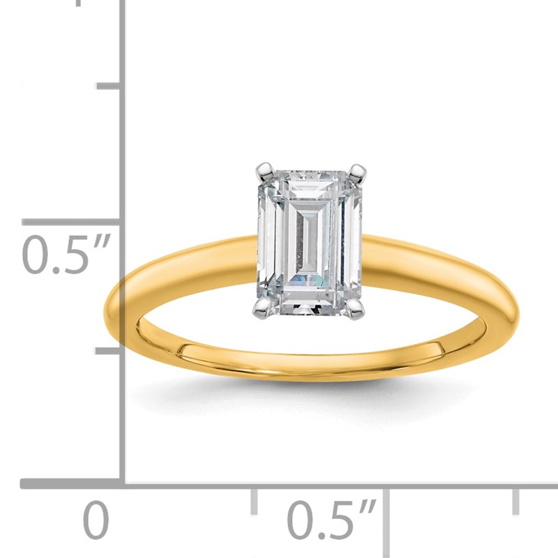 14k Two-tone 1 carat Lab Grown Diamond VS+ F+ Emerald Solitare Complete Engagement Ring