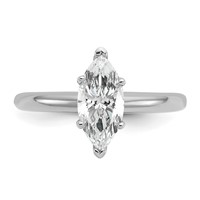 14K White Gold 1 Carat Lab Grown Diamond VS+ F+ Marquise Solitaire Complete Engagement Ring view 4