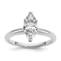 14K White Gold 1 Carat Lab Grown Diamond VS+ F+ Marquise Solitaire Complete Engagement Ring view 1