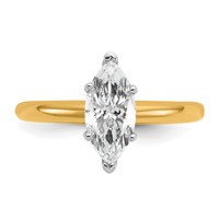 14K Two-tone 1 Carat Certified Lab Grown Diamond VS SI+ G+ Marquise Solitaire Complete Engagement Ring view 4