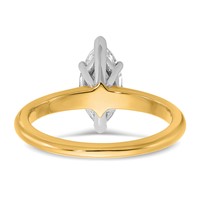 14K Two-tone 1 Carat Certified Lab Grown Diamond VS SI+ G+ Marquise Solitaire Complete Engagement Ring view 5