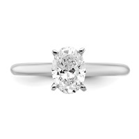 14K White Gold 1 Carat Certified Lab Grown Diamond VS+ F+ Oval Complete Solitaire Engagement Ring view 4