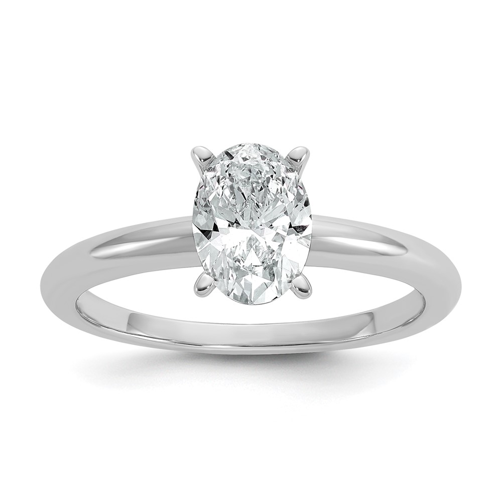 14K White Gold 1 Carat Certified Lab Grown Diamond VS+ F+ Oval Complete Solitaire Engagement Ring