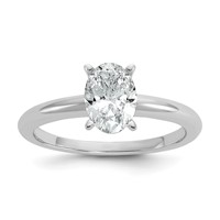 14K White Gold 1 Carat Certified Lab Grown Diamond VS+ F+ Oval Complete Solitaire Engagement Ring view 1