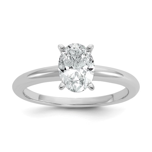 14K White Gold 1 Carat Lab Grown Diamond VS+ F+ Oval Complete Solitaire Engagement Ring