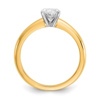 14K Two-Tone 1 Carat Certified Lab Grown Diamond VS+ F+ Oval Complete Solitaire Engagement Ring view 2