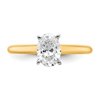 14K Two-Tone 1 Carat Certified Lab Grown Diamond VS+ F+ Oval Complete Solitaire Engagement Ring view 4