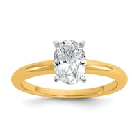 14K Two-Tone 1 Carat Certified Lab Grown Diamond VS+ F+ Oval Complete Solitaire Engagement Ring view 1