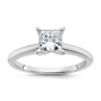 14K White Gold 1 Carat Lab Grown Diamond VS+ F+ Princess Complete Solitaire Engagement Ring view 1