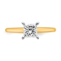 14K Two-tone 1 Carat Lab Grown Diamond VS SI+ G+ Princess Complete Solitaire Engagement Ring view 4