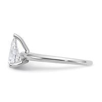 14K White Gold 1 Carat Certified Lab Grown Diamond VS+ F+ Pear Solitaire Complete Engagement Ring view 3