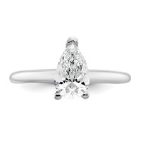 14K White Gold 1 Carat Certified Lab Grown Diamond VS+ F+ Pear Solitaire Complete Engagement Ring view 4