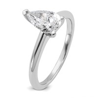 14K White Gold 1 Carat Certified Lab Grown Diamond VS+ F+ Pear Solitaire Complete Engagement Ring view 5