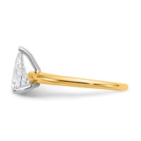 14K Two-tone 1 Carat Certified Lab Grown Diamond VS+ F+ Pear Solitaire Complete Engagement Ring view 3