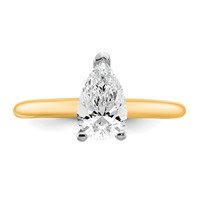 14K Two-tone 1 Carat Certified Lab Grown Diamond VS+ F+ Pear Solitaire Complete Engagement Ring view 4
