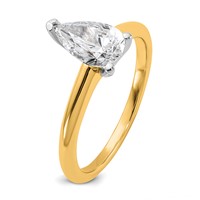 14K Two-tone 1 Carat Certified Lab Grown Diamond VS+ F+ Pear Solitaire Complete Engagement Ring view 5