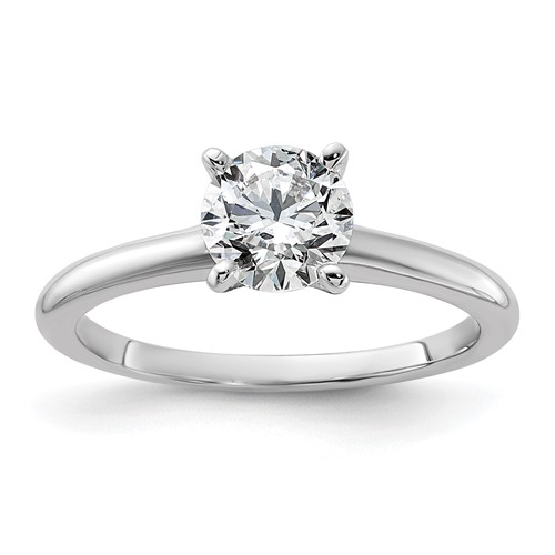 14K White Gold 1 Carat Certified Lab Grown Diamond VS+ F+ Round Complete Solitaire Engagement Ring