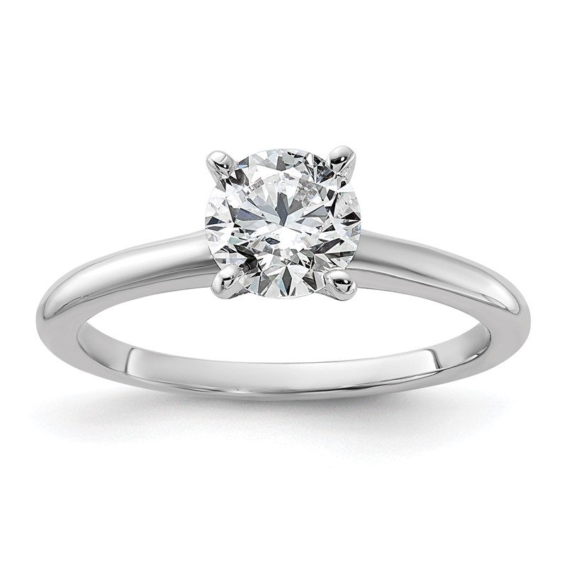 14k White Gold 1 carat Lab Grown Diamond VS/SI+ G+ Round Complete Solitaire Engagement Ring