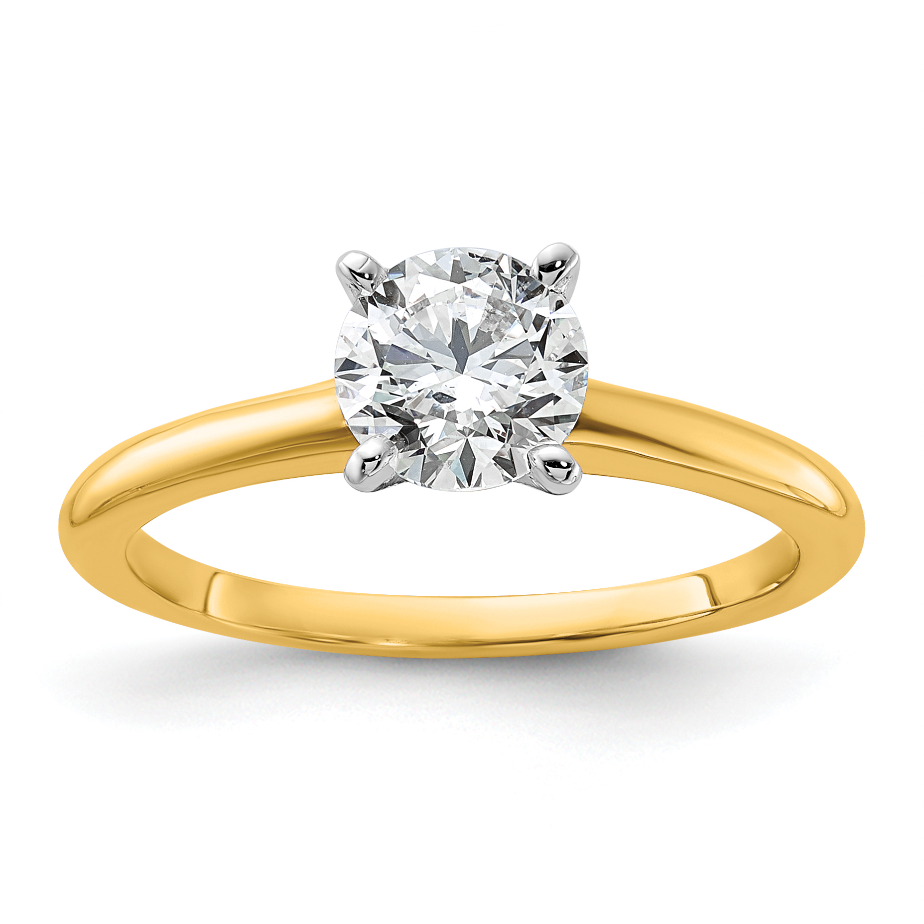 14K Two-Tone 1 carat Round VS/SI GH Lab Grown Diamond Solitaire 4 Prong Size 10 Engagement Ring (RM5965R-100-10LG)
