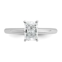 14K White Gold 1 Carat Certified Lab Grown Diamond VS SI+ G+ Radiant Solitaire Complete Engagement Ring view 5