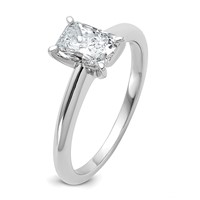 14K White Gold 1 Carat Certified Lab Grown Diamond VS SI+ G+ Radiant Solitaire Complete Engagement Ring view 4
