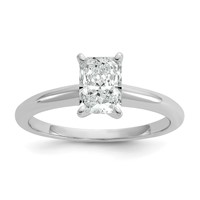 14K White Gold 1 Carat Certified Lab Grown Diamond VS SI+ G+ Radiant Solitaire Complete Engagement Ring view 1