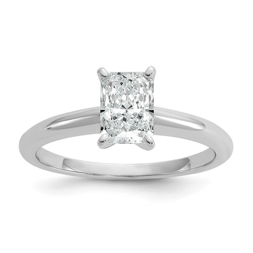 14K White Gold 1 Carat Lab Grown Diamond VS+ F+ Radiant Solitaire Complete Engagement Ring
