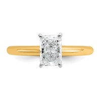 14K Two-tone 1 Carat Lab Grown Diamond VS SI+ G+ Radiant Solitaire Complete Engagement Ring view 5