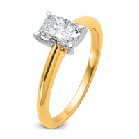 14K Two-tone 1 Carat Lab Grown Diamond VS SI+ G+ Radiant Solitaire Complete Engagement Ring view 4