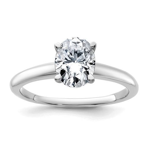 14K White Gold 1.25 Carat Lab Grown Diamond VS+ F+ Oval Complete Solitaire Engagement Ring