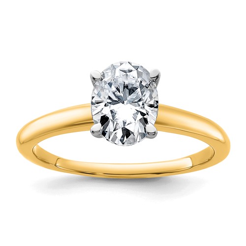 14K Two-Tone 1.25 Carat Certified Lab Grown Diamond VS SI+ G+ Oval Complete Solitaire Engagement Ring
