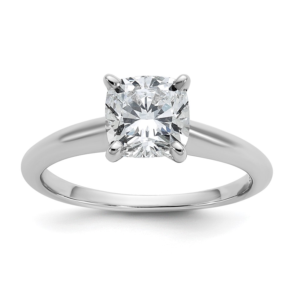 14K White Gold 1.50 Carat Certified Lab Grown Diamond VS SI+ G+ Cushion Complete Solitaire Engagement Ring