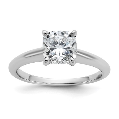14K White Gold 1.50 Carat Lab Grown Diamond VS SI+ G+ Cushion Complete Solitaire Engagement Ring