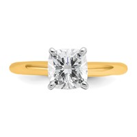 14K Two-tone 1.50 Carat Lab Grown Diamond VS SI+ G+ Cushion Complete Solitaire Engagement Ring view 4