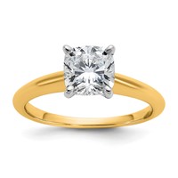 14K Two-tone 1.50 Carat Lab Grown Diamond VS SI+ G+ Cushion Complete Solitaire Engagement Ring view 1