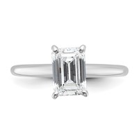 14K White Gold 1.25 Carat Lab Grown Diamond VS SI+ G+ Emerald Solitaire Complete Engagement Ring view 4