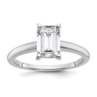 14K White Gold 1.25 Carat Lab Grown Diamond VS SI+ G+ Emerald Solitaire Complete Engagement Ring view 1