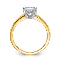 14K Two-tone 1.50 Carat Lab Grown Diamond VS+ F+ Emerald Solitaire Complete Engagement Ring view 2
