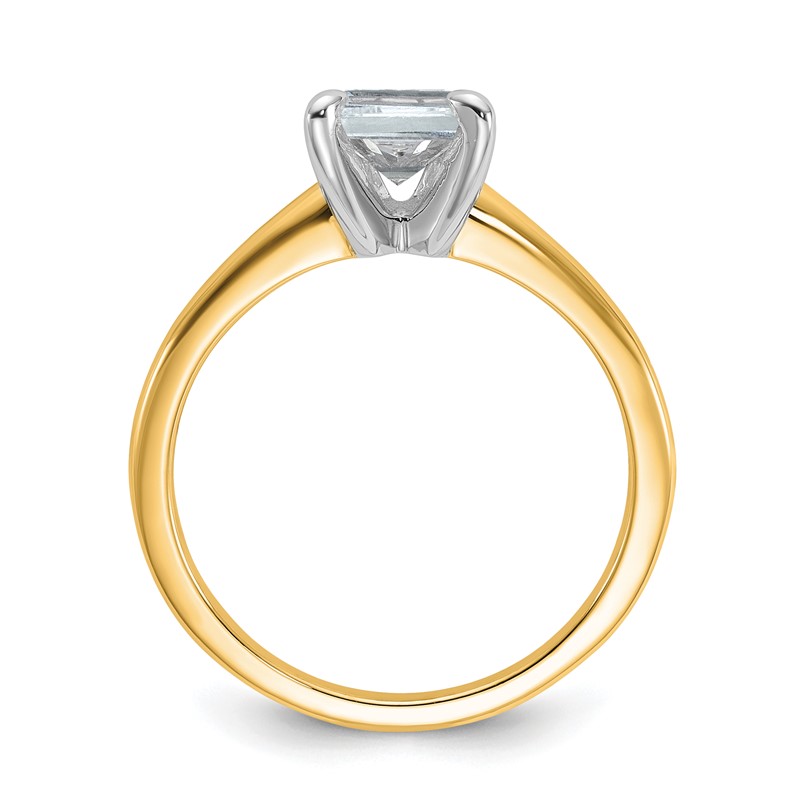 14k Two-tone 1 1/2 carat Certified Lab Grown Diamond VS/SI+ G+ Emerald Solitare Complete Engagement Ring