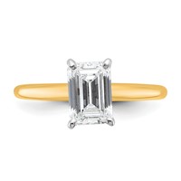 14K Two-tone 1.50 Carat Lab Grown Diamond VS+ F+ Emerald Solitaire Complete Engagement Ring view 4