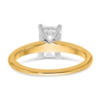14K Two-tone 1.50 Carat Lab Grown Diamond VS+ F+ Emerald Solitaire Complete Engagement Ring view 5