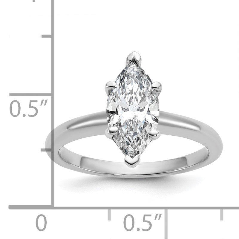 14k White Gold 1 1/2 carat Lab Grown Diamond VS/SI+ G+ Marquise Solitare Complete Engagement Ring