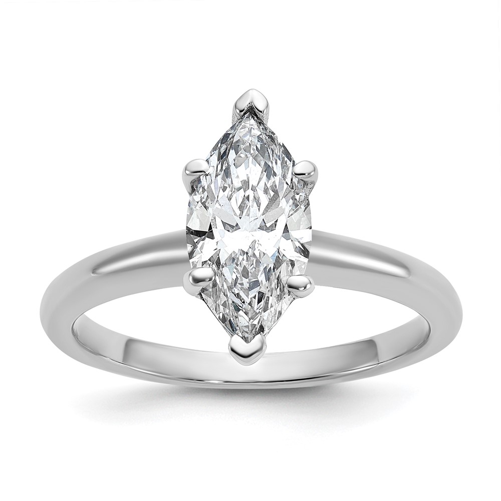 14K White Gold 1.50 Carat Lab Grown Diamond VS+ F+ Marquise Solitaire Complete Engagement Ring