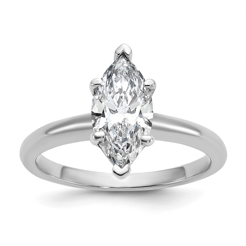 14k White Gold 1 1/2 carat Lab Grown Diamond VS/SI+ G+ Marquise Solitare Complete Engagement Ring